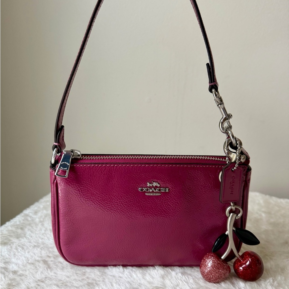 Coach Nolita 19 Pink Patent Leather bag with cherry charm